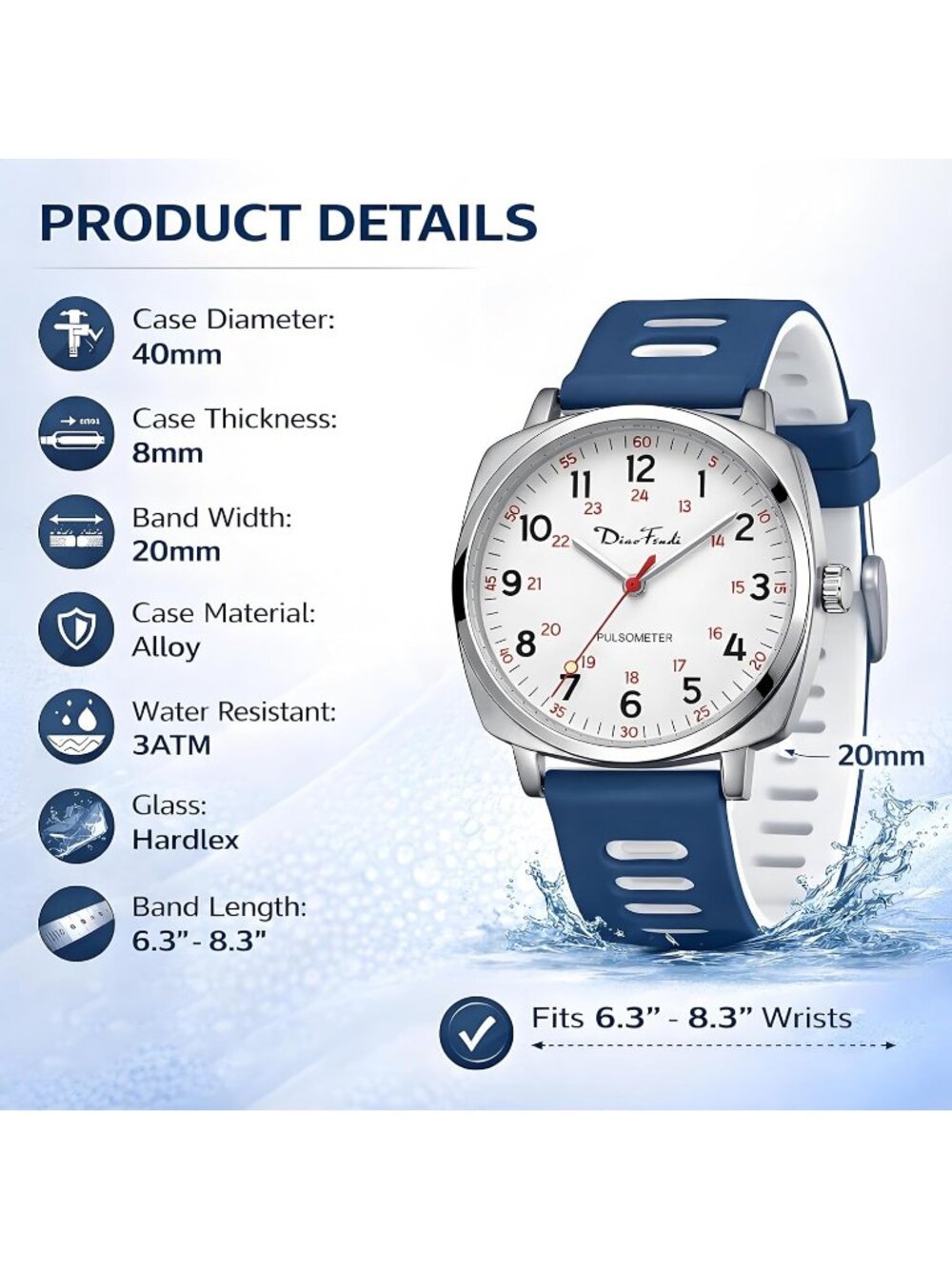 Diaofendi Women's White Black Analog Nurse Medical Professional Waterproof Watch - Picture 5 of 6